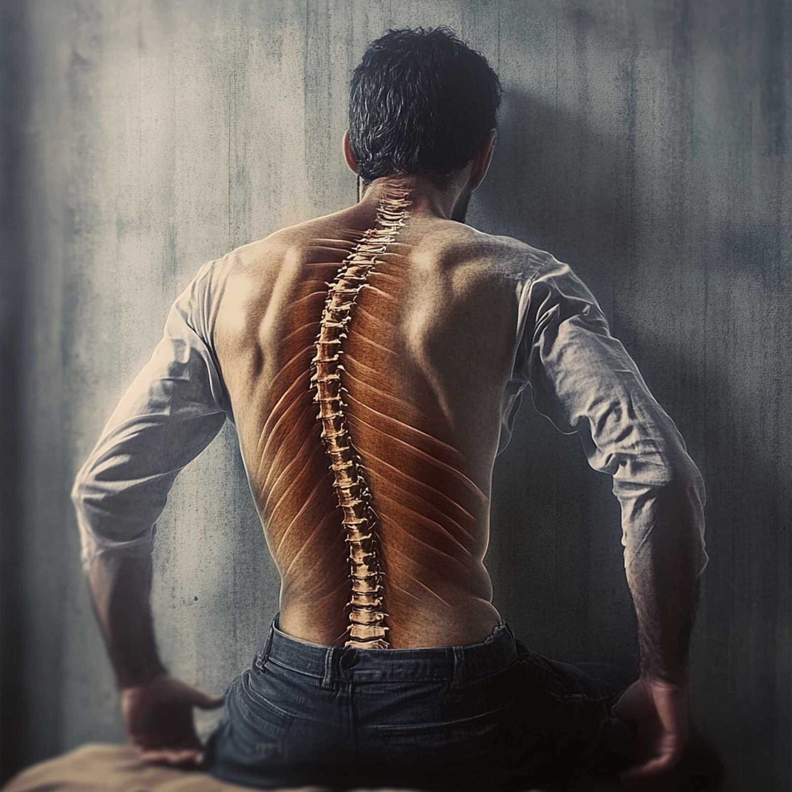 medical issues background man with curved spine